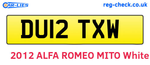 DU12TXW are the vehicle registration plates.