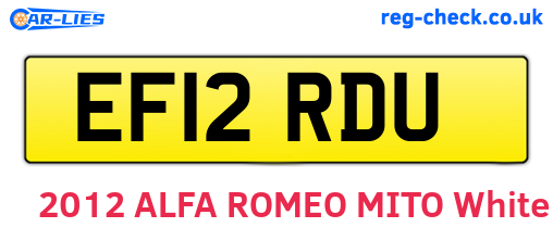 EF12RDU are the vehicle registration plates.
