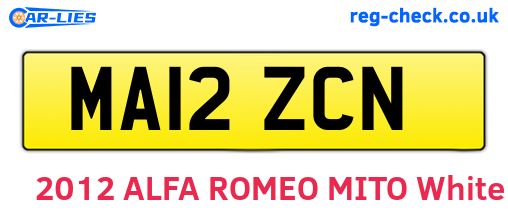 MA12ZCN are the vehicle registration plates.