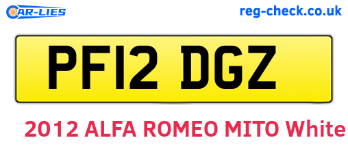 PF12DGZ are the vehicle registration plates.