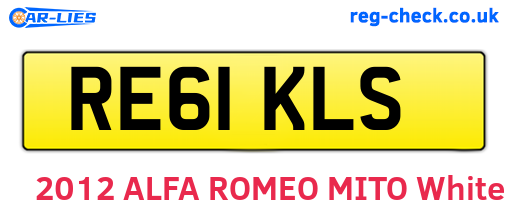 RE61KLS are the vehicle registration plates.