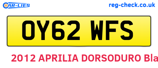 OY62WFS are the vehicle registration plates.