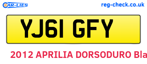 YJ61GFY are the vehicle registration plates.