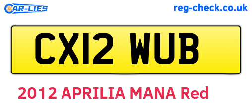 CX12WUB are the vehicle registration plates.