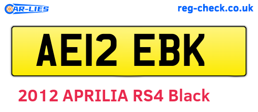 AE12EBK are the vehicle registration plates.