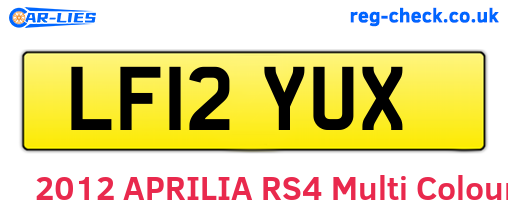 LF12YUX are the vehicle registration plates.