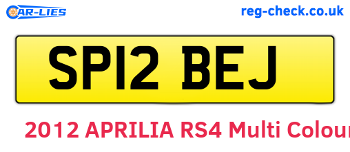 SP12BEJ are the vehicle registration plates.