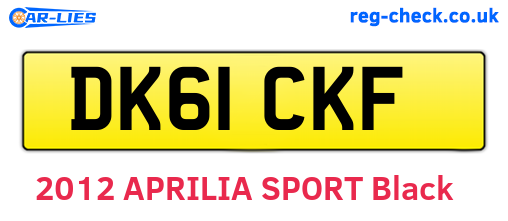 DK61CKF are the vehicle registration plates.