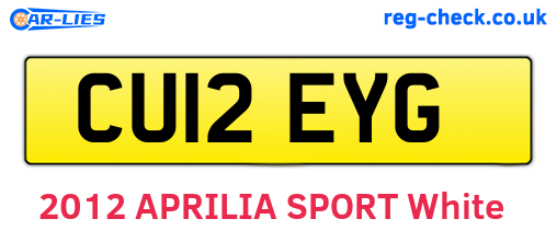 CU12EYG are the vehicle registration plates.