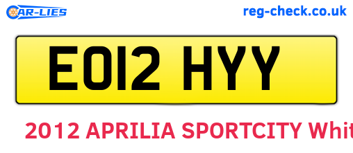 EO12HYY are the vehicle registration plates.