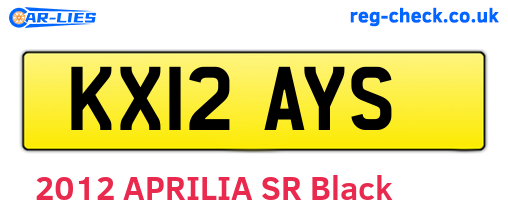 KX12AYS are the vehicle registration plates.