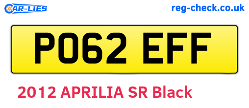 PO62EFF are the vehicle registration plates.