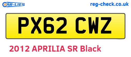 PX62CWZ are the vehicle registration plates.