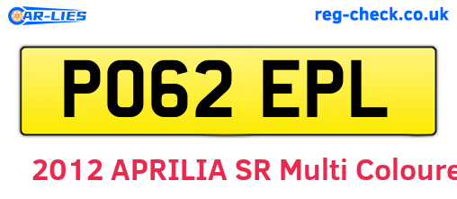 PO62EPL are the vehicle registration plates.