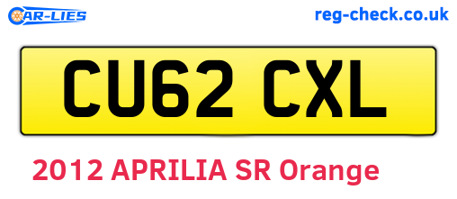 CU62CXL are the vehicle registration plates.