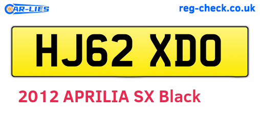HJ62XDO are the vehicle registration plates.