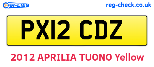 PX12CDZ are the vehicle registration plates.