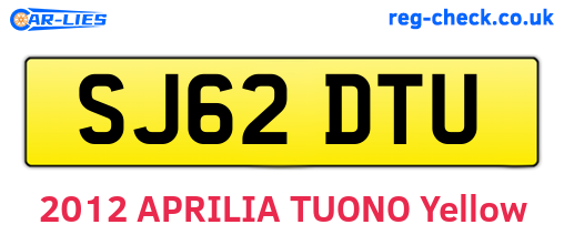 SJ62DTU are the vehicle registration plates.
