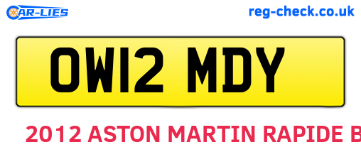 OW12MDY are the vehicle registration plates.