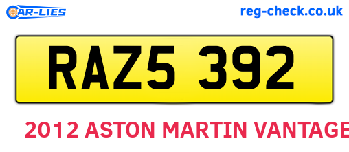 RAZ5392 are the vehicle registration plates.