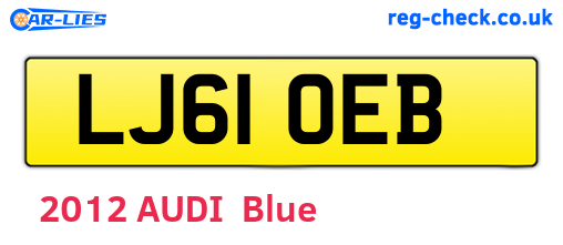 LJ61OEB are the vehicle registration plates.
