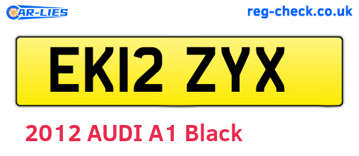 EK12ZYX are the vehicle registration plates.