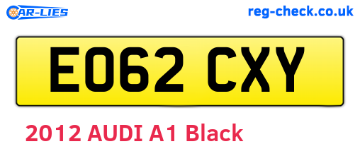 EO62CXY are the vehicle registration plates.