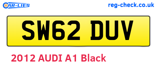 SW62DUV are the vehicle registration plates.