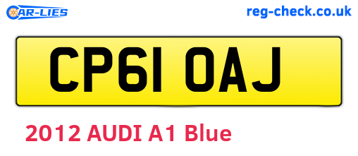 CP61OAJ are the vehicle registration plates.