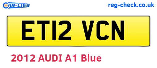 ET12VCN are the vehicle registration plates.