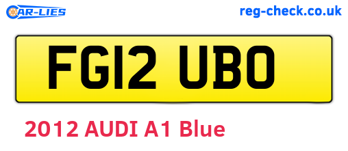 FG12UBO are the vehicle registration plates.