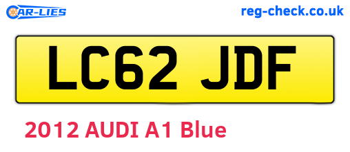 LC62JDF are the vehicle registration plates.