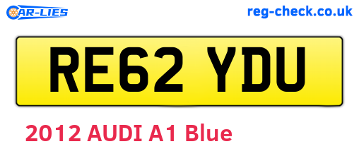 RE62YDU are the vehicle registration plates.