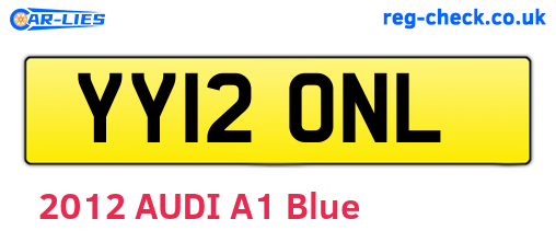 YY12ONL are the vehicle registration plates.