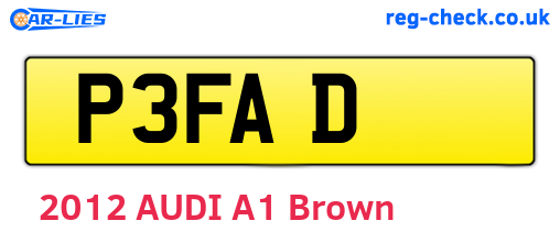 P3FAD are the vehicle registration plates.
