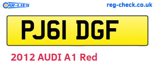 PJ61DGF are the vehicle registration plates.