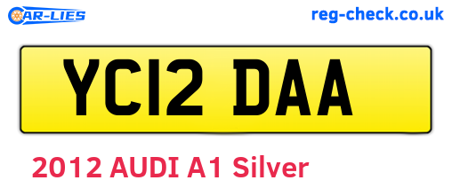 YC12DAA are the vehicle registration plates.
