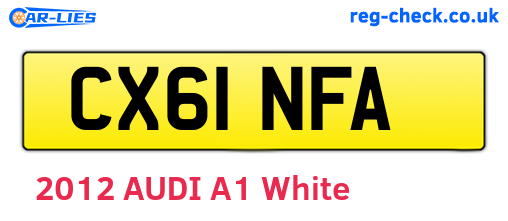 CX61NFA are the vehicle registration plates.