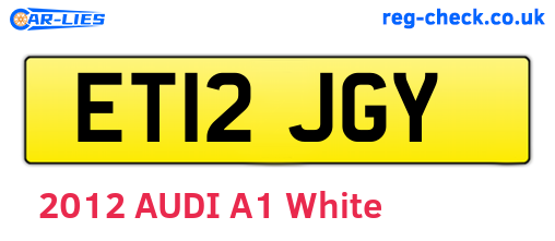 ET12JGY are the vehicle registration plates.