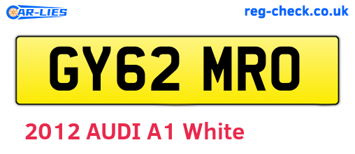 GY62MRO are the vehicle registration plates.