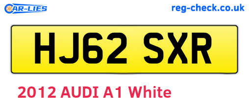 HJ62SXR are the vehicle registration plates.