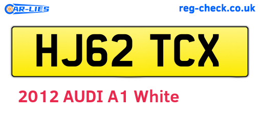 HJ62TCX are the vehicle registration plates.