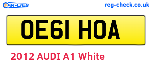 OE61HOA are the vehicle registration plates.