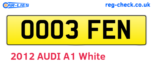 OO03FEN are the vehicle registration plates.