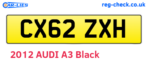 CX62ZXH are the vehicle registration plates.