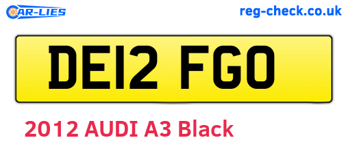 DE12FGO are the vehicle registration plates.
