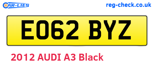 EO62BYZ are the vehicle registration plates.