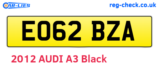 EO62BZA are the vehicle registration plates.