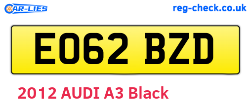EO62BZD are the vehicle registration plates.