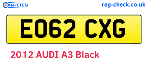 EO62CXG are the vehicle registration plates.